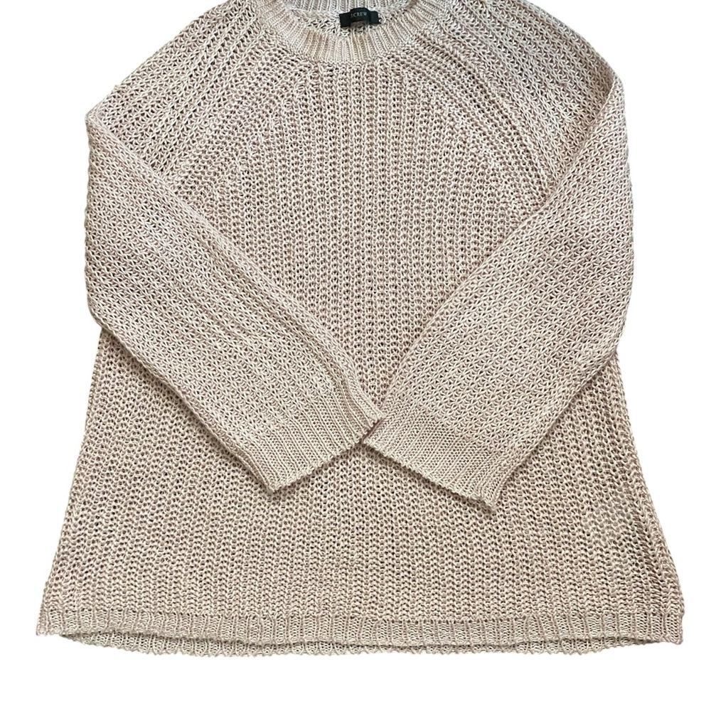 J. Crew Cream Crew Neck Sweater with Ribbed Texture